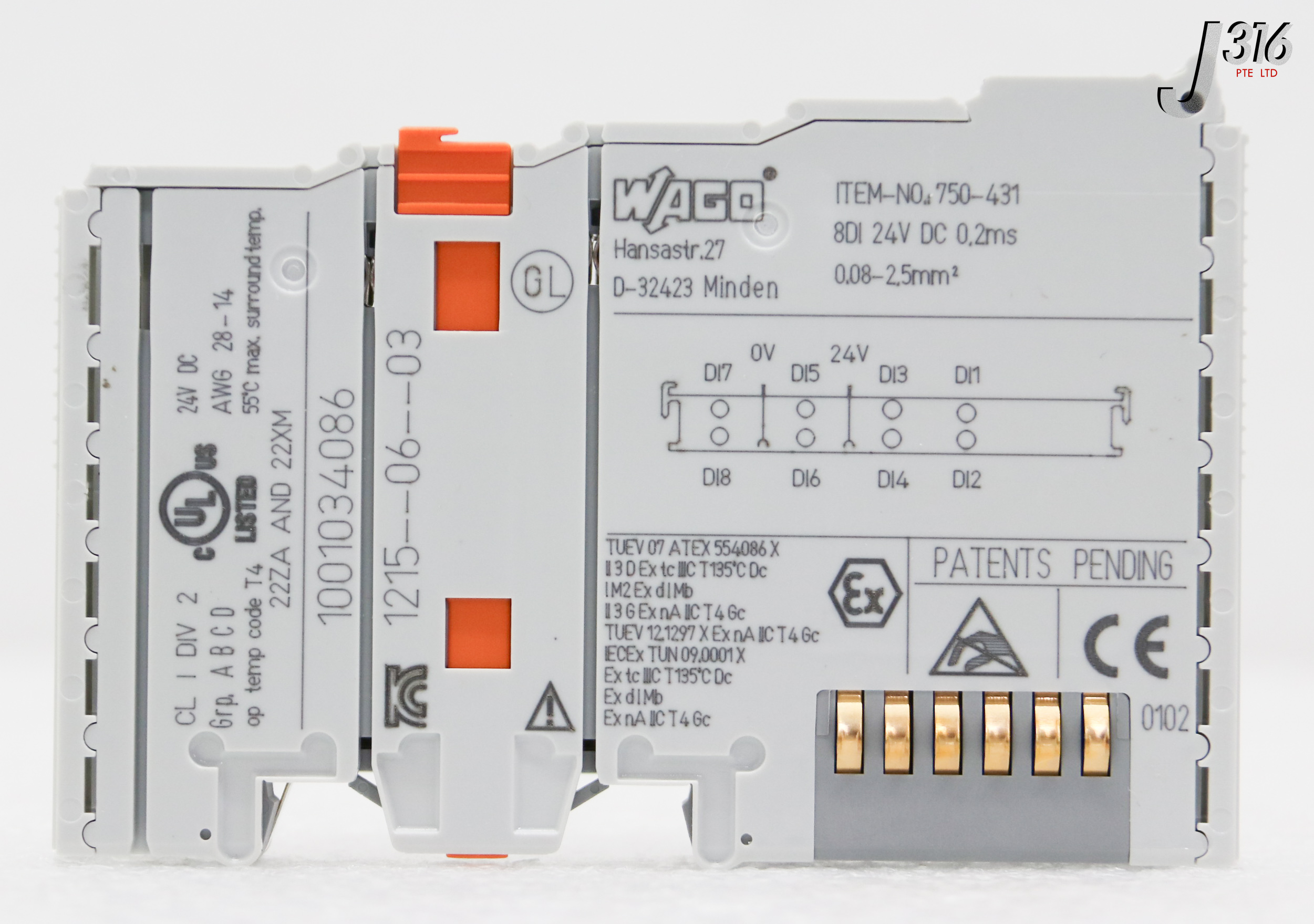 36719 WAGO DIGITAL INTPUT MODULE, 8DI, 24 V DC, 0.2MS, 0.08-2.5MM2